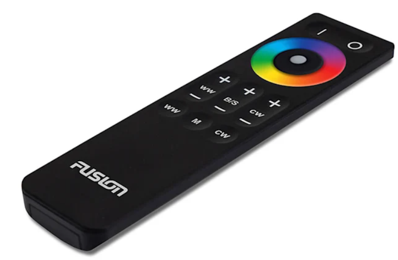 Close‑up of remote battery compartment requiring 2 AAA batteries.