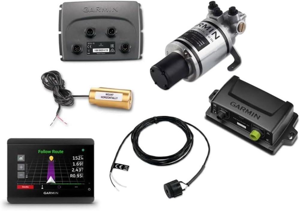 Compact Reactor 40 autopilot pump and hydraulic steering components for compatible marine vessels.