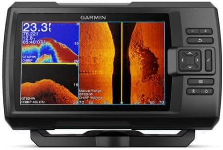 Garmin STRIKER Vivid 7sv showing GPS navigation and waypoint marking features for fishing locations.