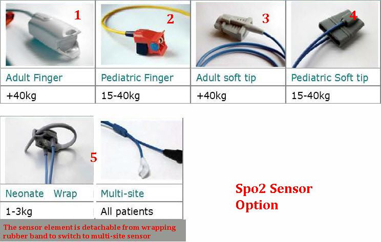 BCI , Choice Medical compatible DB9 connector Spo2 Sensor , Also 5 format available 