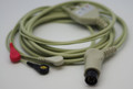 AAMI 6 Pin ECG 1 PIECE Cable - 3 Lead SNAP HEAD 45 degree angle  FOR  Criticare Datascop Welch-Allyn