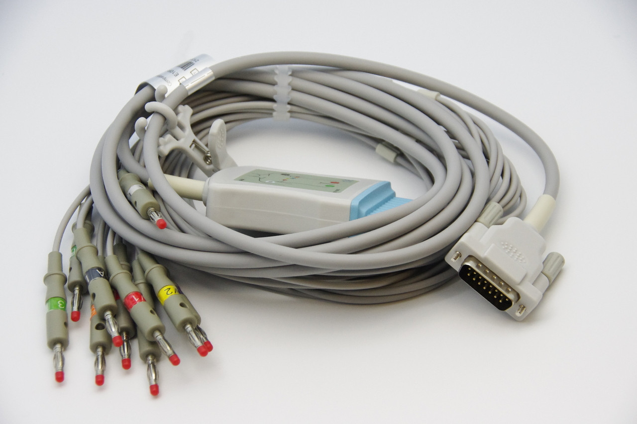 Schiller 10 Lead ECG/EKG Cable AHA Banana 4.0mm FDA/CE short screw