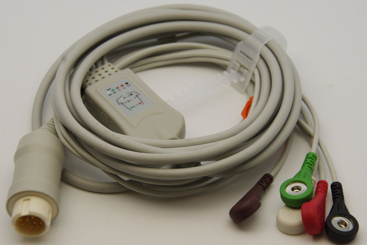 ECG Cable EKG 12 pins 5 Leads Snap Philips H/P Viridia Merlin