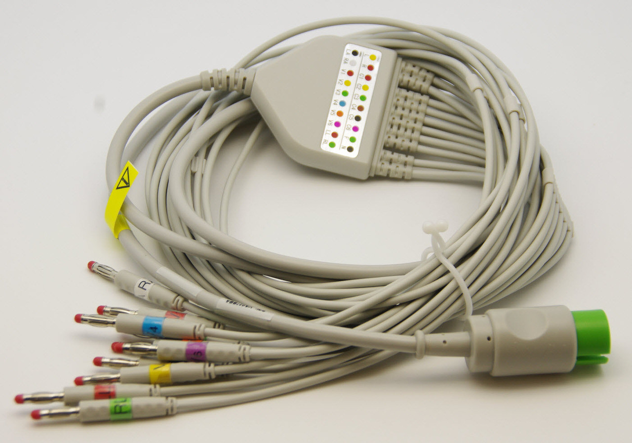 ECG/EKG CABLE FOR SPACELABES ULTRAVIEW 10 LEADS, 4MM BANANA 