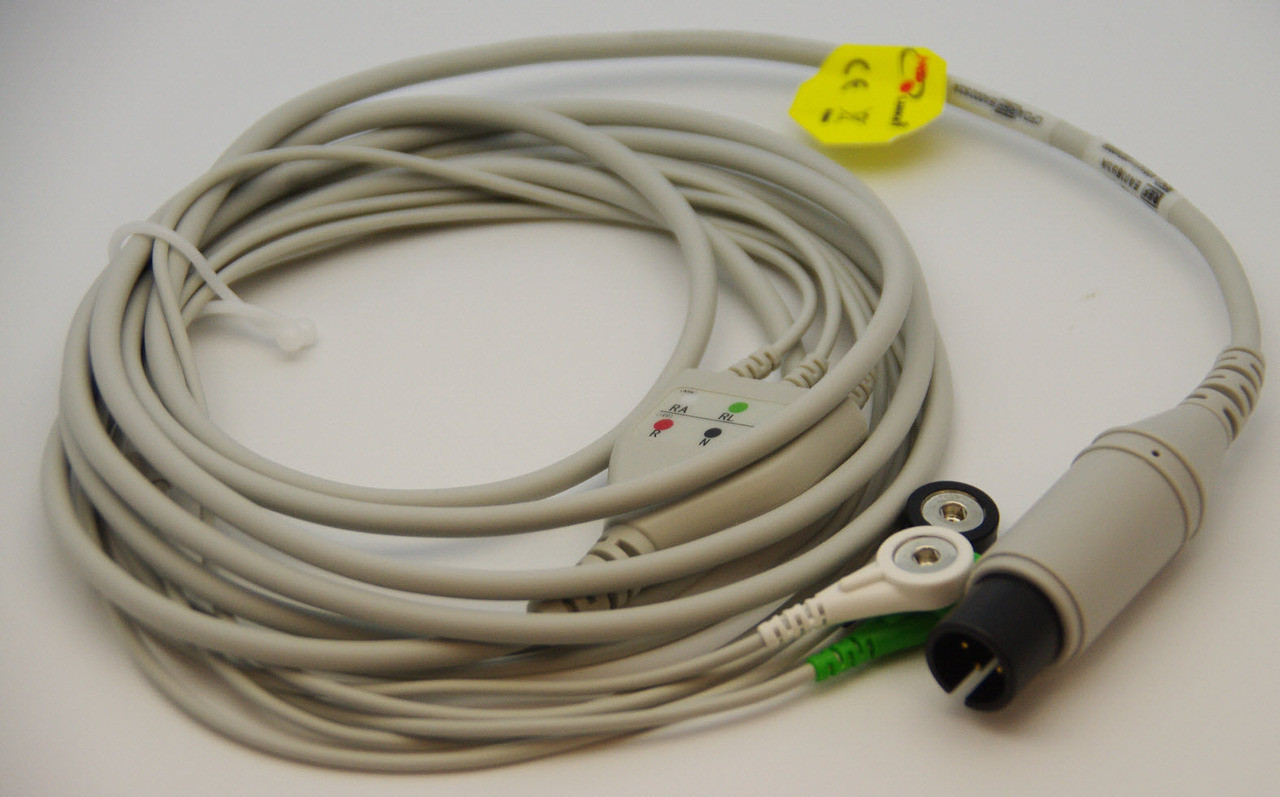 Burdick-GE Corometrics - Spacelabs 5 pin 3 Lead ECG/EKG Cable AHA snap 