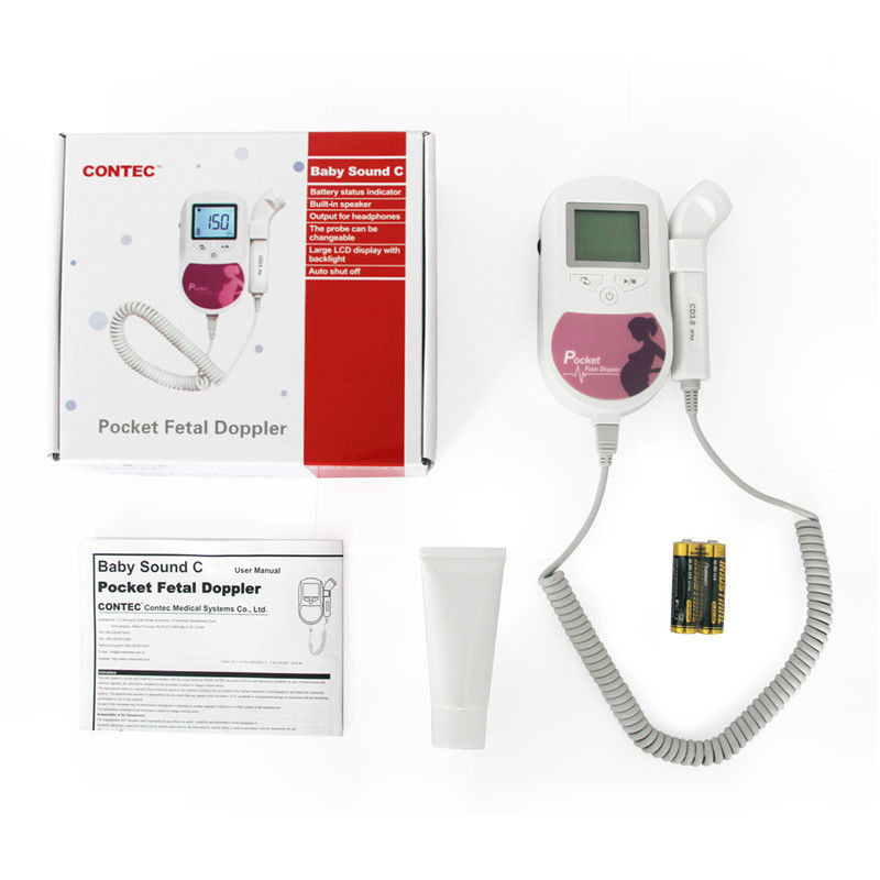 CONTEC Fetal Heart Rate Doppler Baby Sound B Ultrasonic Doppler LCD Free GeL 