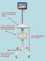 4 Wheel roll stand for tablet computer  with small tray table , variable height 