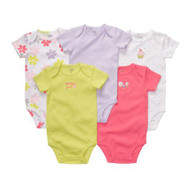 Carters - 5-pk short-sleeve bodysuits: White and Pink 12M