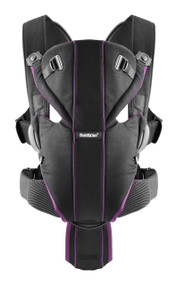 BABYBJORN Miracle Soft Cotton Mix Baby Carrier Black/Purple 096053US 