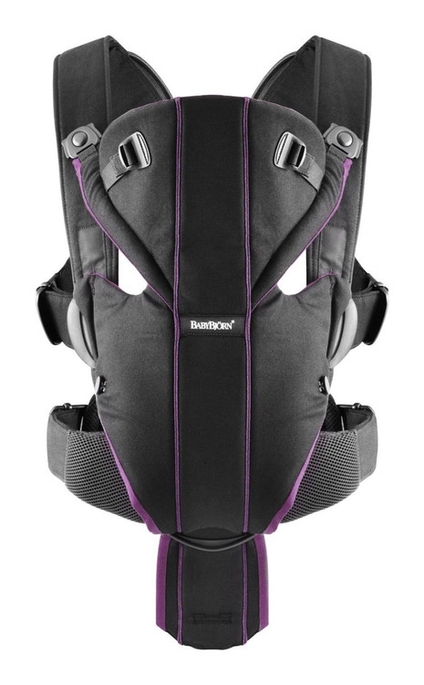 BABYBJORN Miracle Soft Cotton Mix Baby Carrier Black/Purple 096053US 