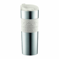 Bodum Insulated Stainless-Steel Vacuum Travel Mug, 0.45-Liter, 15-Ounce, White