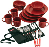 Coleman Speckled Enamelware Dining Kit (Red)