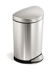 Simplehuman Semi-Round Step Trash Can, Fingerprint-Proof Brushed Stainless Steel, 10-Liter /2.6-Gallon 