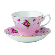 Royal Albert New Country Roses Formal Vintage Boxed Teacup and Saucer Set, Pink 