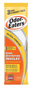 Odor-Eaters Ultra Comfort Odor-Destroying Insoles, One Size Fits All, Economy Pack, 3 Pairs per Pack, (Case of 3 Packs) 