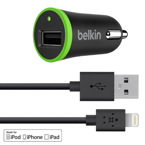 Conciërge Milieuvriendelijk informeel Belkin Car Charger with Lightning Cable Connector to USB Cable for iPhone 5  / 5S / 5c, iPad (4th Gen), iPad mini, iPod touch (5th Gen), and iPod nano  (7th Gen) (2.1