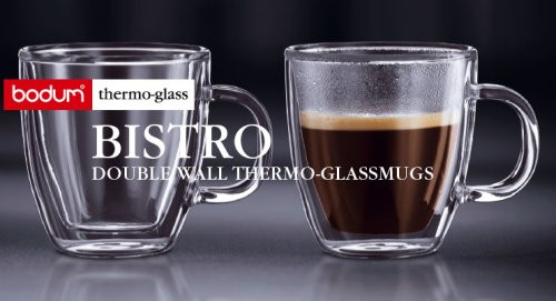 Bodum Bistro Double Wall Thermo-Glasses Coffee Mug Set, 15 Ounce