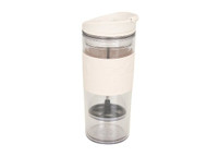Bodum Insulated Plastic Travel French Press Coffee and Tea Mug, 0.45-Liter, 15-Ounce, White