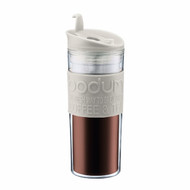 Bodum Insulated Plastic Travel Mug, 0.45-Liter, 15-Ounce, White