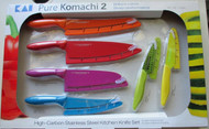 Pure Komachi 2 6-Piece Knife Set 6 Stainless Steel Knives Colored Sheaths 743680