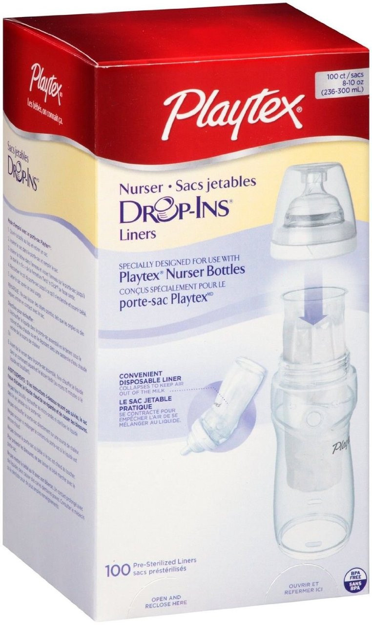 3 Pack Playtex Baby Nurser Disposable Drop-In Baby Bottle Liners 8 Oz 100 Ct Ea 