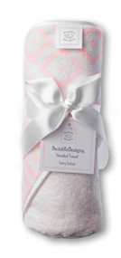 Swaddle Designs Hooded Towel - Very Lt Pink w/Pastel Pink Mod Squares