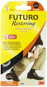 Futuro Restoring Dress Socks for Men, Black, Large, Firm (20-30 mm/Hg)