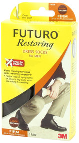 Futuro Restoring Dress Socks for Men, Brown, Large, Firm (20-30 mm/Hg)