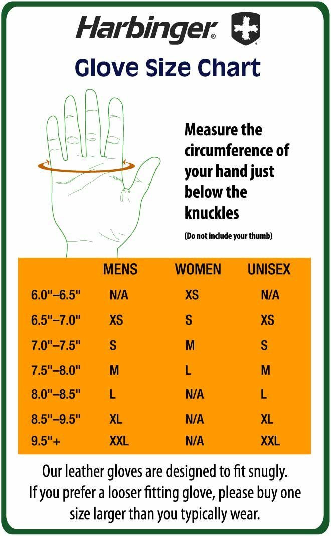 Harbinger Weight Lifting Gloves Size Chart