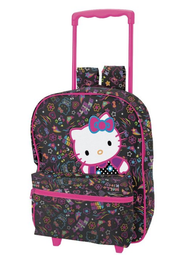 Hello Kitty Neon on Black 16 inch Rolling Backpack
