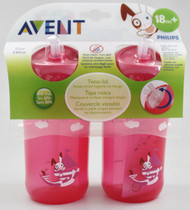 Philips AVENT 2 PACK - 12 oz Straw Toddler Sippy Drinking Cups RED - 18m + (Red)