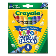 Crayola Washable Crayons, Large, 8 Colors/Box (52-3280)