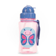 Skip Hop Zoo Straw Bottle, Pink Butterfly, 12 Ounce