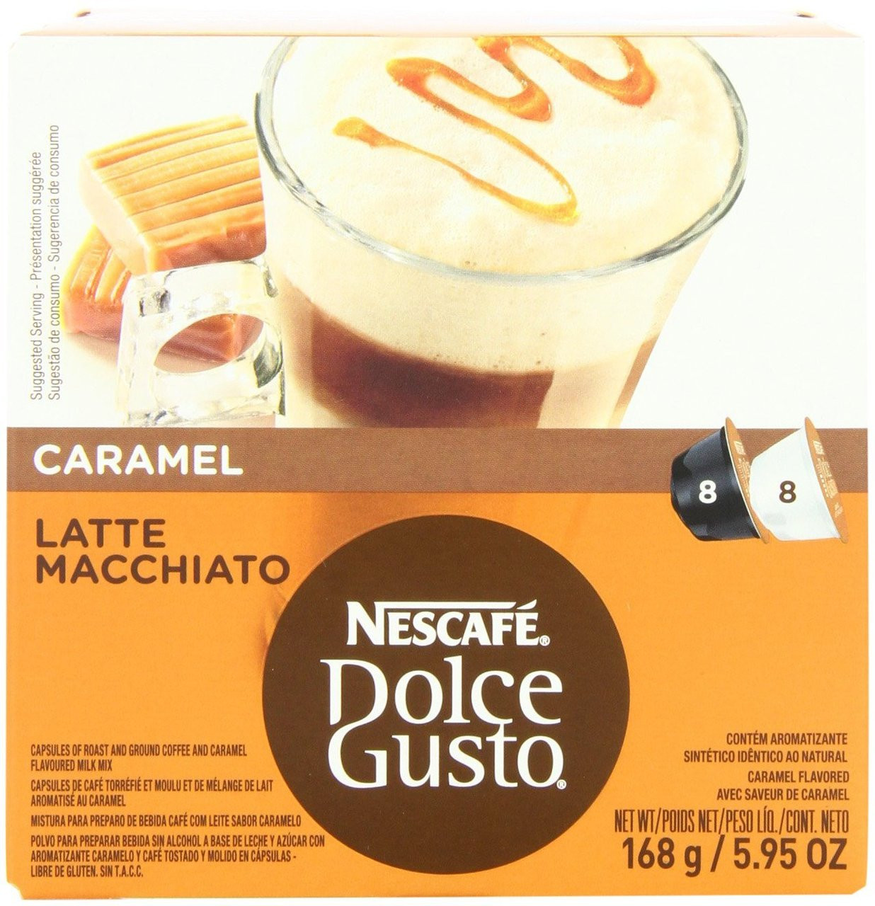 Nescafe Dolce Gusto for Nescafe Dolce Gusto Brewers, Caramel Latte  Macchiato, 16 Count (Pack of 3)