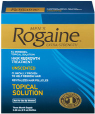 Rogaine for Men Hair Regrowth Treatment, Extra Strength Original Unscented, Set of 3, 2-Ounce Bottles 