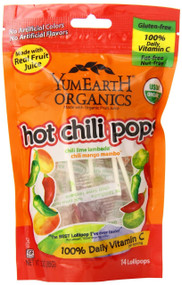 YumEarth Organic Hot Chili Lollipops, 3 Ounce Pouches (Pack of 6) 