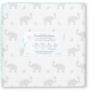 SwaddleDesigns Ultimate Receiving Blanket, Elephant & Chickies, Sunwashed Aqua