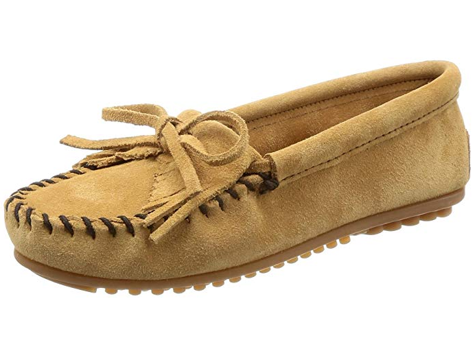 Kilty Suede Moccasin - Taupe/Size 