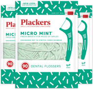 Plackers Micro Mint Dental Floss Picks, 90 Count (Pack of 3) 