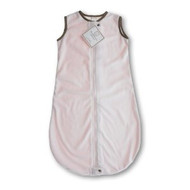 SwaddleDesigns zzZipMe Sack - Baby Velvet Pastel Pink with Mocha Trim (6-12 months)