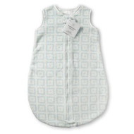SwaddleDesigns zzZipMe Sack - Fuzzy Very Lt Blue with Pastel Blue Mod Squares (6-12 months)