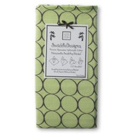 SwaddleDesigns Marquisette Swaddling Blanket - Lime with Brown Mod Circles (Not Flannel)
