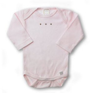 Swaddle Designs Long Sleeve Bodysuit - Pastel Pink with Mocha Dots - 6 to 12 Months