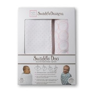 SwaddleDesigns Swaddle Duo - Classic Duo Gift Set - Pastel Pink Swaddle Blankets