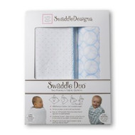 SwaddleDesigns Swaddle Duo - Classic Duo Gift Set - Pastel Blue Swaddle Blankets