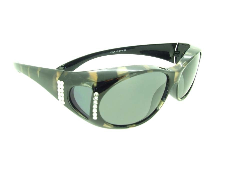 Fit-Over Sun Glasses Super Dark IS6000SD Crystal-Grey/Smoke Large Size