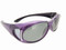 Sunglasses Over Glasses Polarized UV400 Purple Frame - Gray Lenses with Crystals On Front