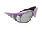 Sunglasses Over Glasses Polarized UV400 Purple Frame - Gray Lenses with Crystals Front and Side