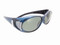 Sunglasses Over Glasses Polarized UV400 Blue Frame - Gray Lenses with Crystals Front And Side