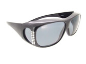 Sunglasses Over Glasses Polarized UV400 Black Frame - Gray Lenses with Crystals On Front